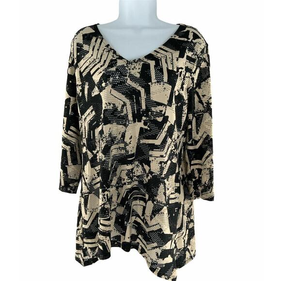 JM Collection Shirt Womens Size Medium See Through Knit Stretch 3/4 Sleeve Top - Picture 1 of 5